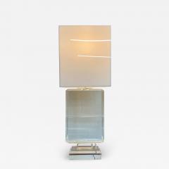 Single Lucite and Brass Mid Century Modern Art Deco Style Table Desk Lamp - 3280076