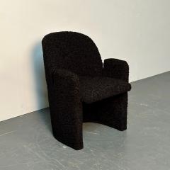 Single Mid Century Modern Style Arm Lounge Chair Black Boucle Organic Form - 3034906