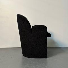 Single Mid Century Modern Style Arm Lounge Chair Black Boucle Organic Form - 3034910