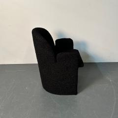 Single Mid Century Modern Style Arm Lounge Chair Black Boucle Organic Form - 3034911