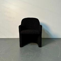 Single Mid Century Modern Style Arm Lounge Chair Black Boucle Organic Form - 3034912