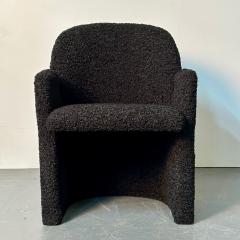 Single Mid Century Modern Style Arm Lounge Chair Black Boucle Organic Form - 3034913