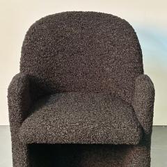 Single Mid Century Modern Style Arm Lounge Chair Black Boucle Organic Form - 3034915