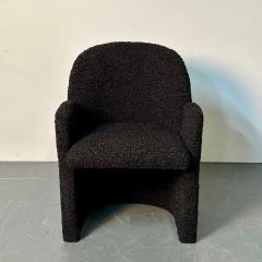Single Mid Century Modern Style Arm Lounge Chair Black Boucle Organic Form - 3034916