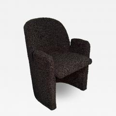 Single Mid Century Modern Style Arm Lounge Chair Black Boucle Organic Form - 3279985