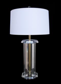 Single Modernist Octagonal Lucite Table Lamp - 894995
