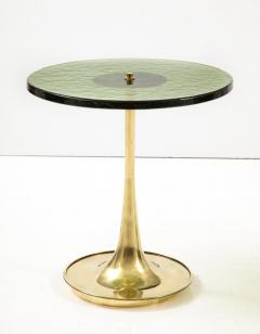 Single Round Green Murano Glass and Brass Martini or Side Table Italy - 3027317