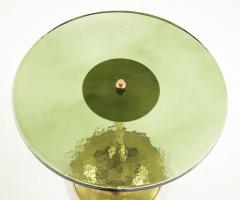Single Round Green Murano Glass and Brass Martini or Side Table Italy - 3027322