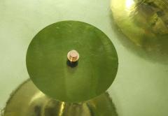 Single Round Green Murano Glass and Brass Martini or Side Table Italy - 3027324