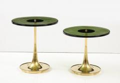Single Round Green Murano Glass and Brass Martini or Side Table Italy - 3027326