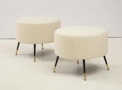 Single Round Stool or Pouf in Ivory Boucle Brass Legs Italy 2021 - 1923564