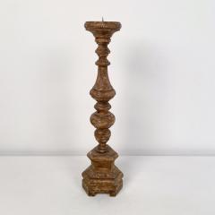 Single Rustic Carved Wood Pricket circa 1800 - 2882111