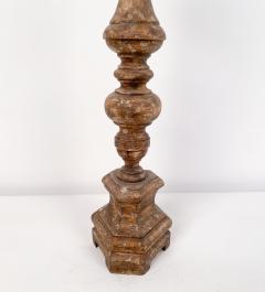 Single Rustic Carved Wood Pricket circa 1800 - 2882115