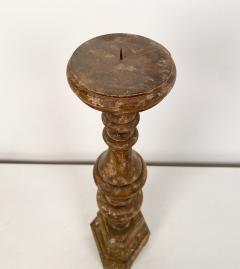 Single Rustic Carved Wood Pricket circa 1800 - 2882116