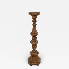 Single Rustic Carved Wood Pricket circa 1800 - 2883081