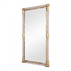 Single Twisted Clear Murano Glass Rod and Etched Brass Mirror - 4748204