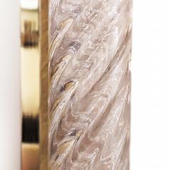 Single Twisted Clear Murano Glass Rod and Etched Brass Mirror - 4748207