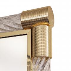 Single Twisted Clear Murano Glass Rod and Etched Brass Mirror - 4748208