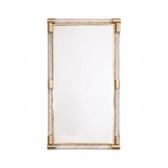Single Twisted Clear Murano Glass Rod and Etched Brass Mirror - 4748333