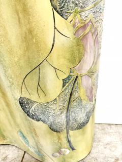 Sinuous Biomorphic Bentwood Carved Console Table Asian Floral Painted Details - 4281997