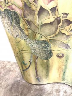 Sinuous Biomorphic Bentwood Carved Console Table Asian Floral Painted Details - 4282002