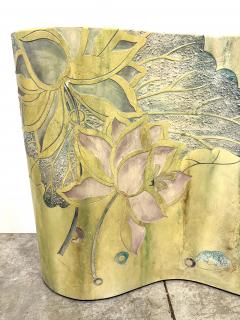 Sinuous Biomorphic Bentwood Carved Console Table Asian Floral Painted Details - 4282003
