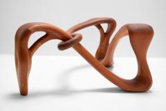 Sinuous Studio Craft Cocktail Table in Solid Mahogany w Biomorphic Glass 1960s - 2716176