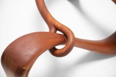 Sinuous Studio Craft Cocktail Table in Solid Mahogany w Biomorphic Glass 1960s - 2716178