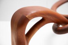Sinuous Studio Craft Cocktail Table in Solid Mahogany w Biomorphic Glass 1960s - 2716181