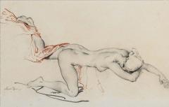 Sir William Russell Flint Sensuous Reclining Nude Original Work on Paper Signed  - 4722981