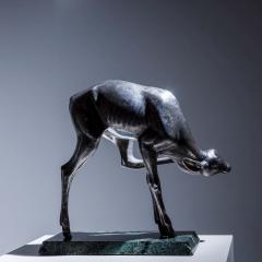 Sirio Tofanari Naturalistic Silver Doe Sculpture by Sirio Tofanari 1886 1969 on Marble Base - 4389590