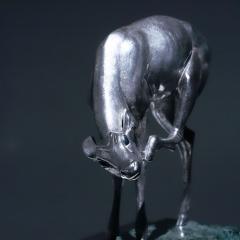 Sirio Tofanari Naturalistic Silver Doe Sculpture by Sirio Tofanari 1886 1969 on Marble Base - 4389591