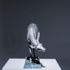 Sirio Tofanari Naturalistic Silver Doe Sculpture by Sirio Tofanari 1886 1969 on Marble Base - 4389600