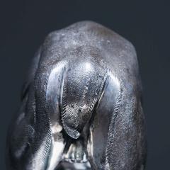 Sirio Tofanari Naturalistic Silver Doe Sculpture by Sirio Tofanari 1886 1969 on Marble Base - 4389601