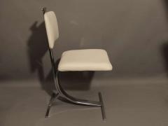 Six 1970s Italian chairs in chromed metal and cream leather - 918445
