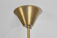 Six Arm Brass and Opal Glass Chandelier Sweden ca 1950s - 4022030