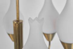 Six Arm Brass and Opal Glass Chandelier Sweden ca 1950s - 4022033