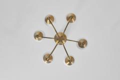 Six Arm Brass and Opal Glass Chandelier Sweden ca 1950s - 4022035
