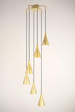 Six Armed Brass Pendant by Paavo Tynell for Taito Oy - 2665747