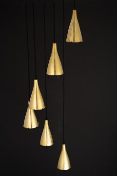 Six Armed Brass Pendant by Paavo Tynell for Taito Oy - 2665750