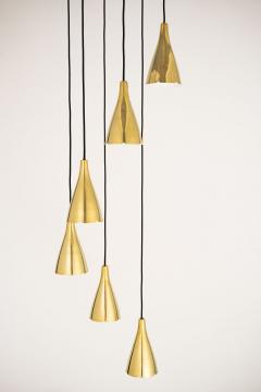 Six Armed Brass Pendant by Paavo Tynell for Taito Oy - 2665754