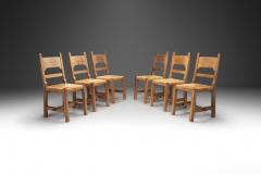 Six Brutalist Dining Chairs with Rush Seats Europe ca 1960s - 3457063