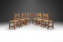 Six Brutalist Dining Chairs with Rush Seats Europe ca 1960s - 3457064