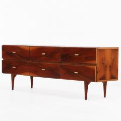 Six Drawer Walnut Low Dresser Credenza C 1955  - 4611037