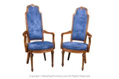 Six French Louis XVI High Back Blue Velvet Walnut Dining Chairs - 3008964