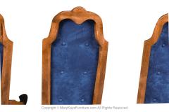 Six French Louis XVI High Back Blue Velvet Walnut Dining Chairs - 3008975