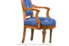 Six French Louis XVI High Back Blue Velvet Walnut Dining Chairs - 3008976