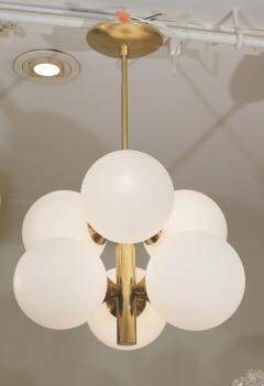 Six Globe Opal and Brass Chandelier - 138963