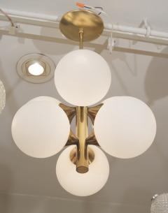 Six Globe Opal and Brass Chandelier - 138964