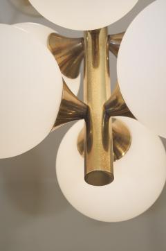 Six Globe Opal and Brass Chandelier - 138965